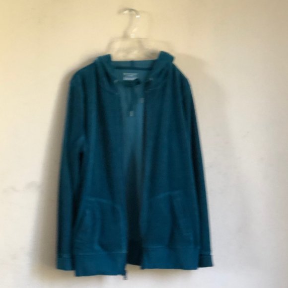 Tek Gear Teal Green Hooded Velour Style Jacket - Picture 6 of 7